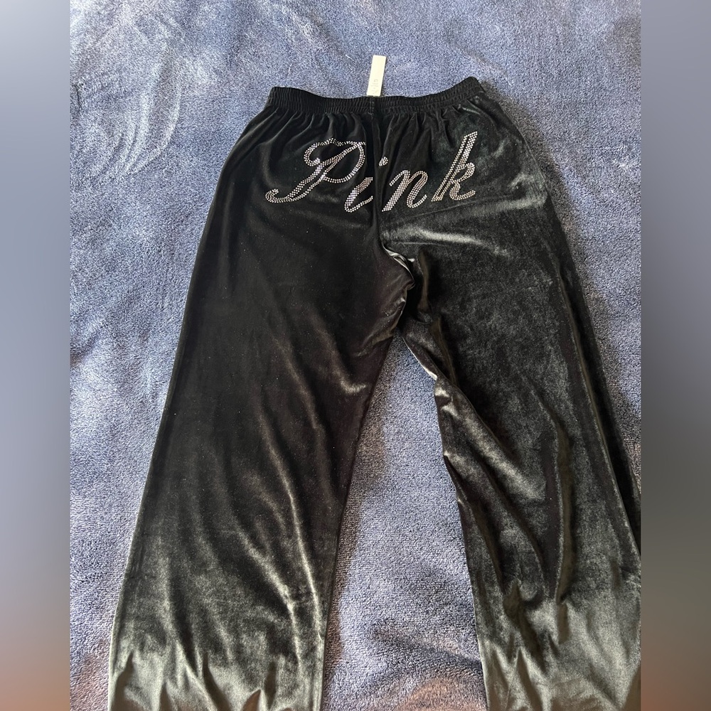 PINK Victoria's Secret Black Velour Pants